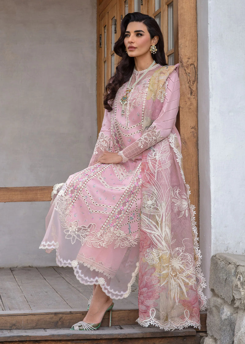 Crimson - Lawn 24 - A Floral Mesh - Rose Pink