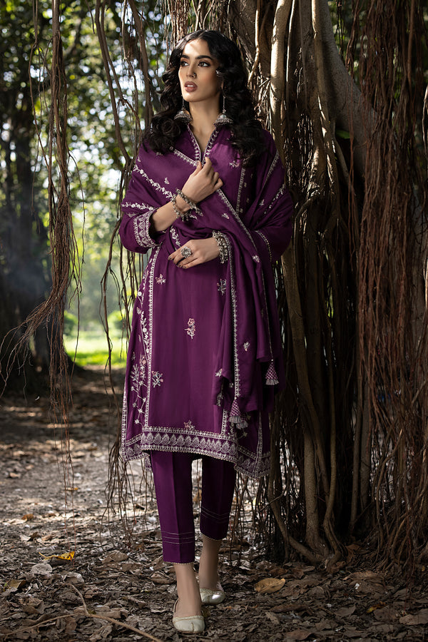 D-0050 - Embroidered Winter Shawl Collection - Lakhany  By LSM