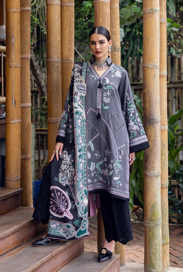 Silver Mist - Symphony Karandi Unstitched - Mushq Hemline