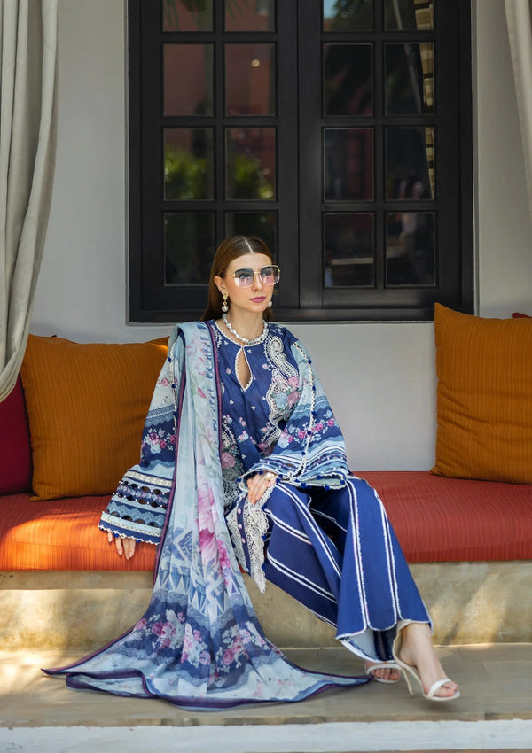 ETS - 06A London Blues - Signature Embroidered Lawn - Elaf Premium