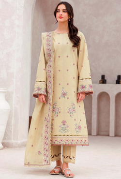 Surreal Beige - Bahar Embroidered Lawn - Farasha