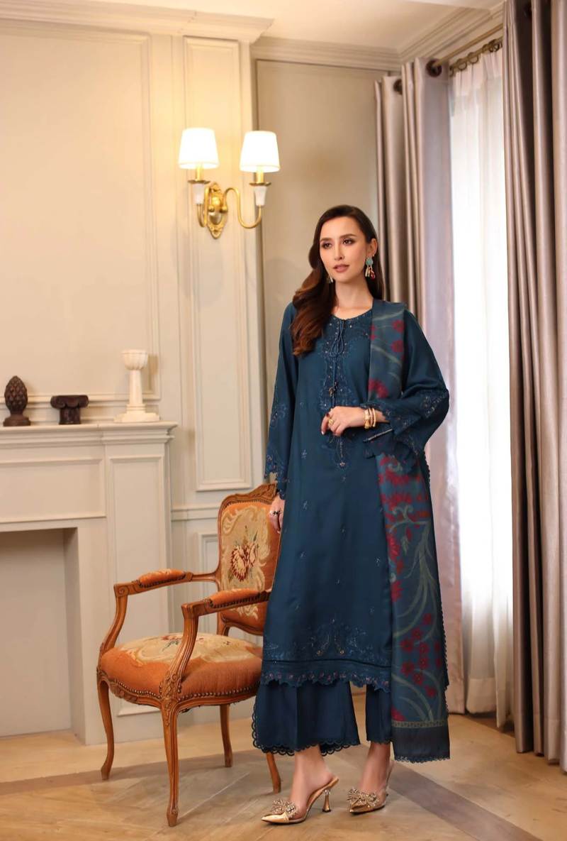 D5 - B - Noor Winter Embroidered Printkhaas - Noor by Sadia Asad