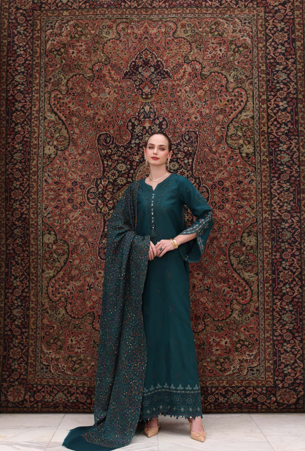 Teal Empress - Noor Winter Pashmina Shawls - Noor by Saadia Asad