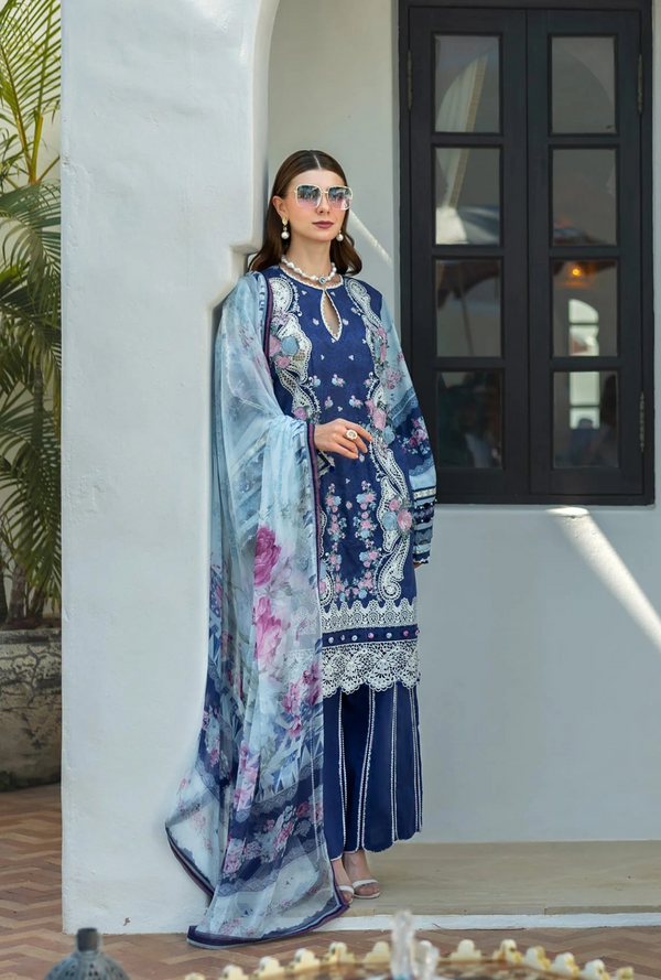 ETS - 06A London Blues - Signature Embroidered Lawn - Elaf Premium