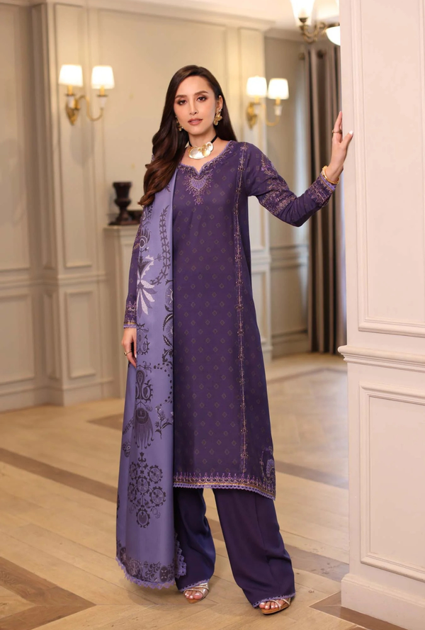 D6 - B - Noor Winter Embroidered Printkhaas - Noor by Sadia Asad