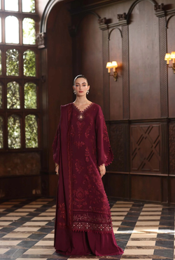Royal Claret - Noor Winter Pashmina Shawls - Noor by Saadia Asad