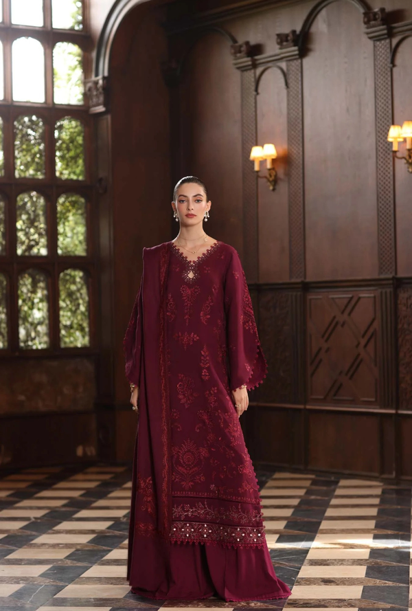 Royal Claret - Noor Winter Pashmina Shawls - Noor by Saadia Asad