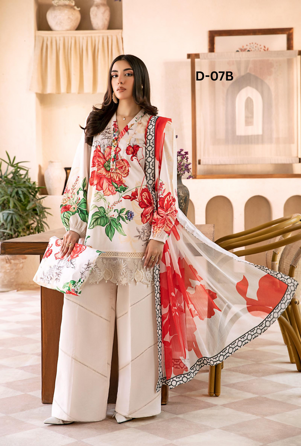 D07-B - M Basics Unstitched Lawn- Maria B