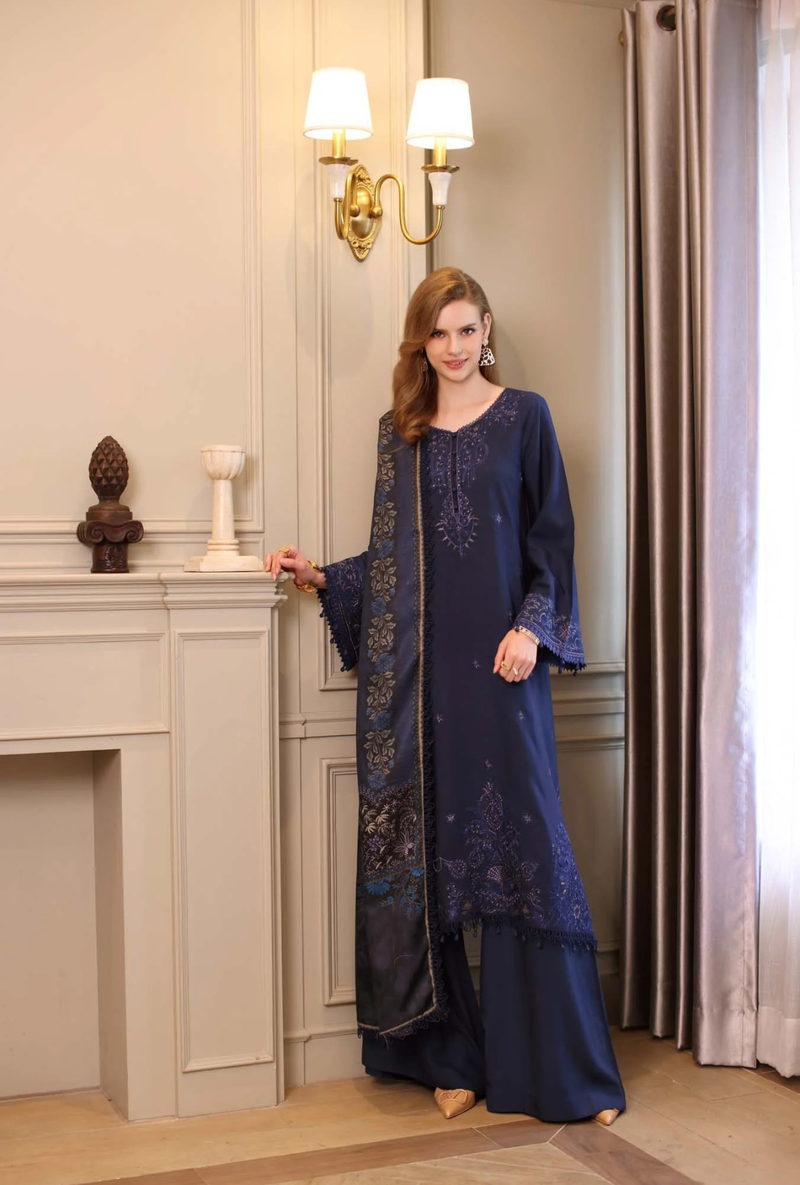 D7 - B - Noor Winter Embroidered Printkhaas - Noor by Sadia Asad