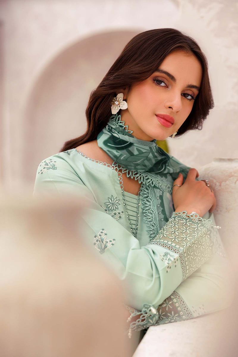 Aqua Cascade - Bahar Embroidered Lawn - Farasha