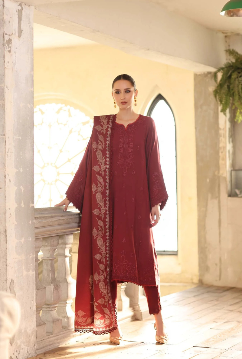 D9 - B - Noor Winter Embroidered Printkhaas - Noor by Sadia Asad