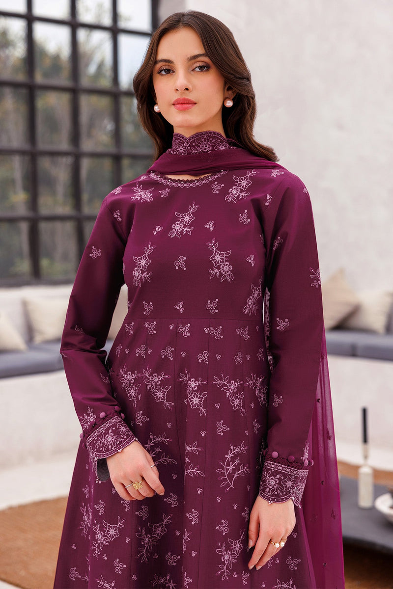 Regal Plum - Bahar Embroidered Lawn - Farasha