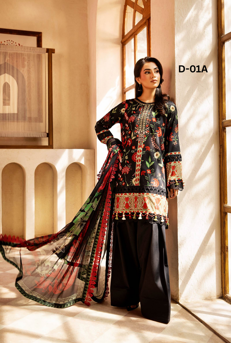 D01-A - M Basics Unstitched Lawn- Maria B