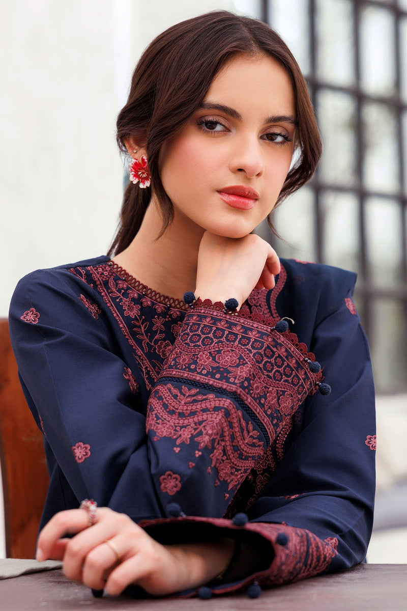 Cobalt Charm - Bahar Embroidered Lawn - Farasha