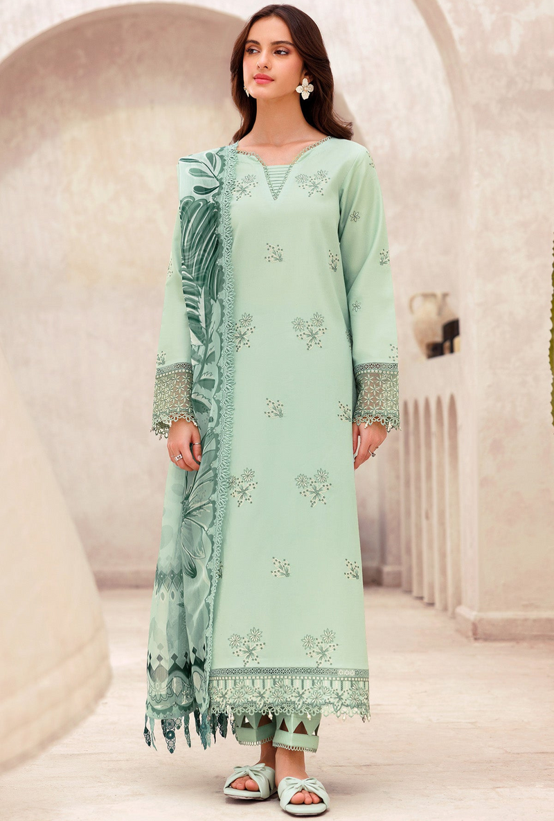 Aqua Cascade - Bahar Embroidered Lawn - Farasha