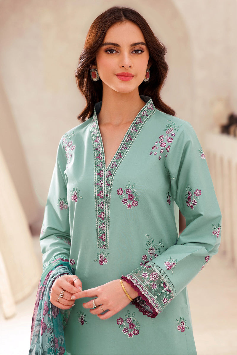 Cyan Whisper - Bahar Embroidered Lawn - Farasha