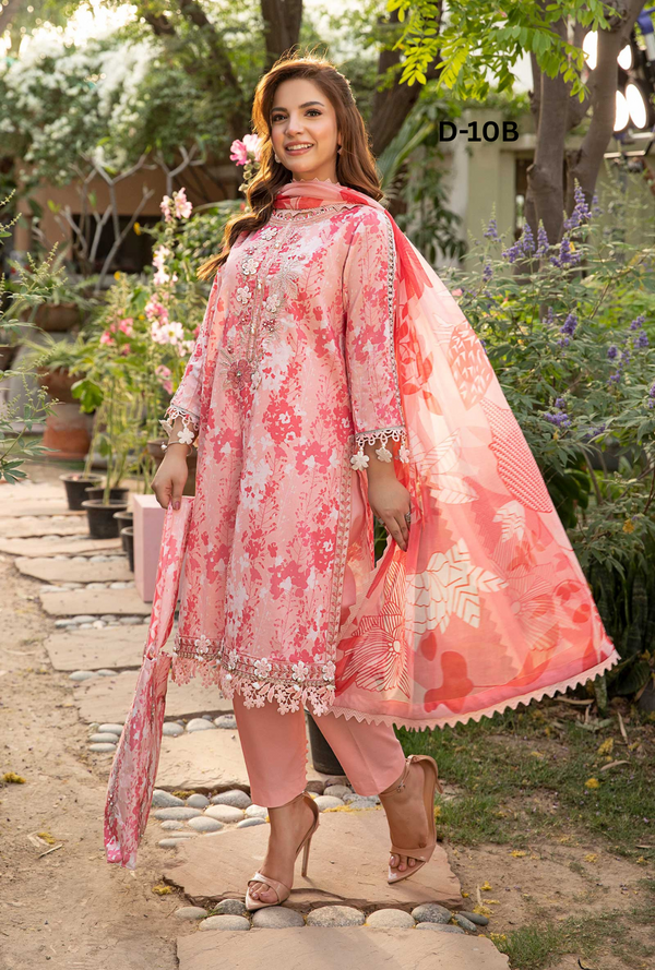 D10-B - M Basics Unstitched Lawn- Maria B