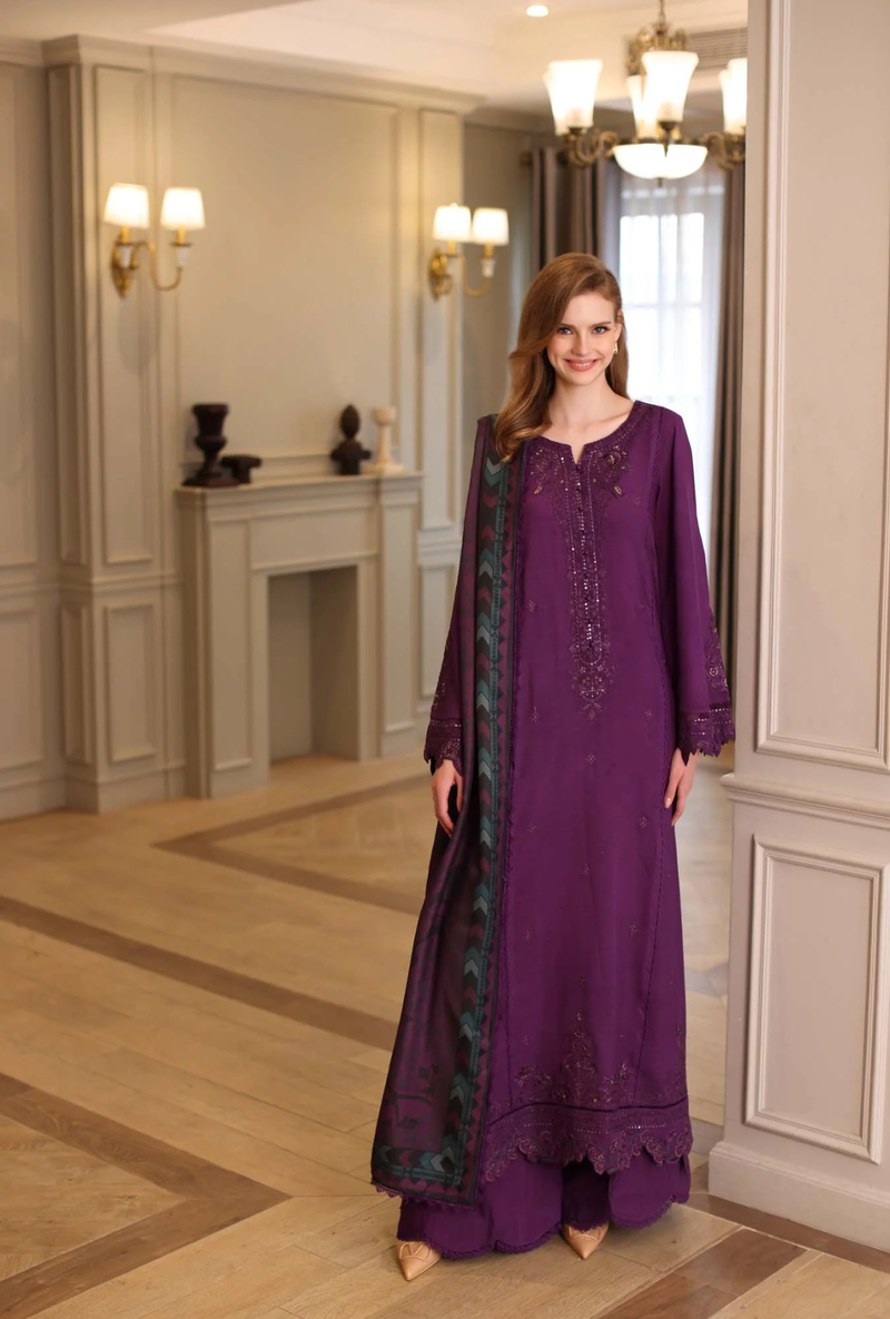 D10 - B - Noor Winter Embroidered Printkhaas - Noor by Sadia Asad