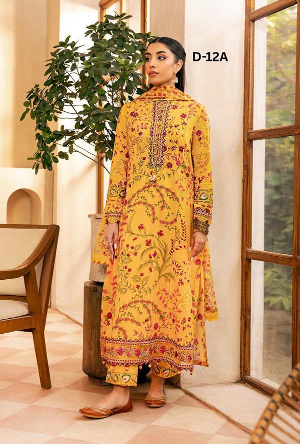 D12- A - M Basics Unstitched Lawn- Maria B