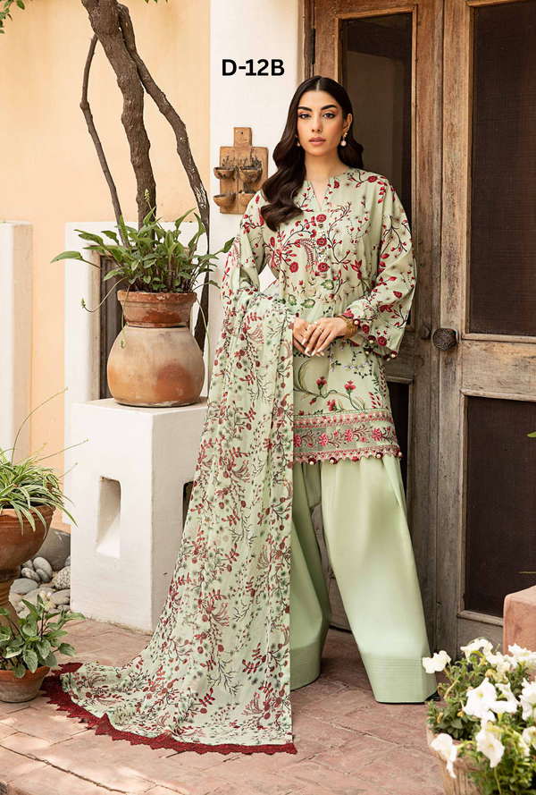 D12- B - M Basics Unstitched Lawn- Maria B