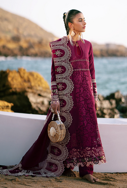 Cherry Wine - Dastan Luxury Lawn `25 - AJR