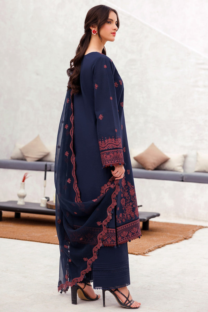 Cobalt Charm - Bahar Embroidered Lawn - Farasha