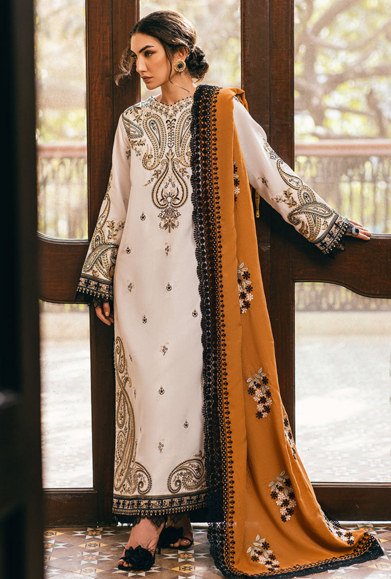 Ivory Whisper - Symphony Unstitched Karandi - Mushq