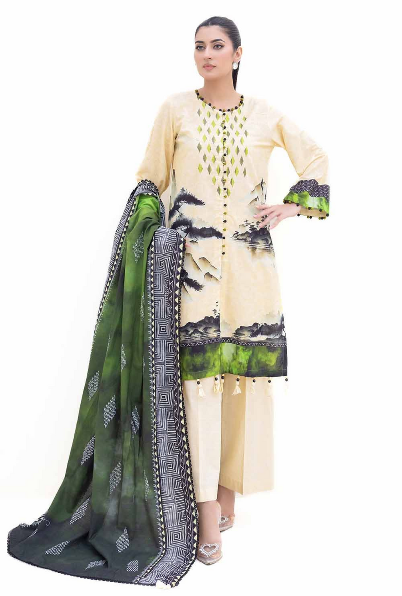 K-42013L - 3 Pc Unstitched Printed - Gul Ahmed