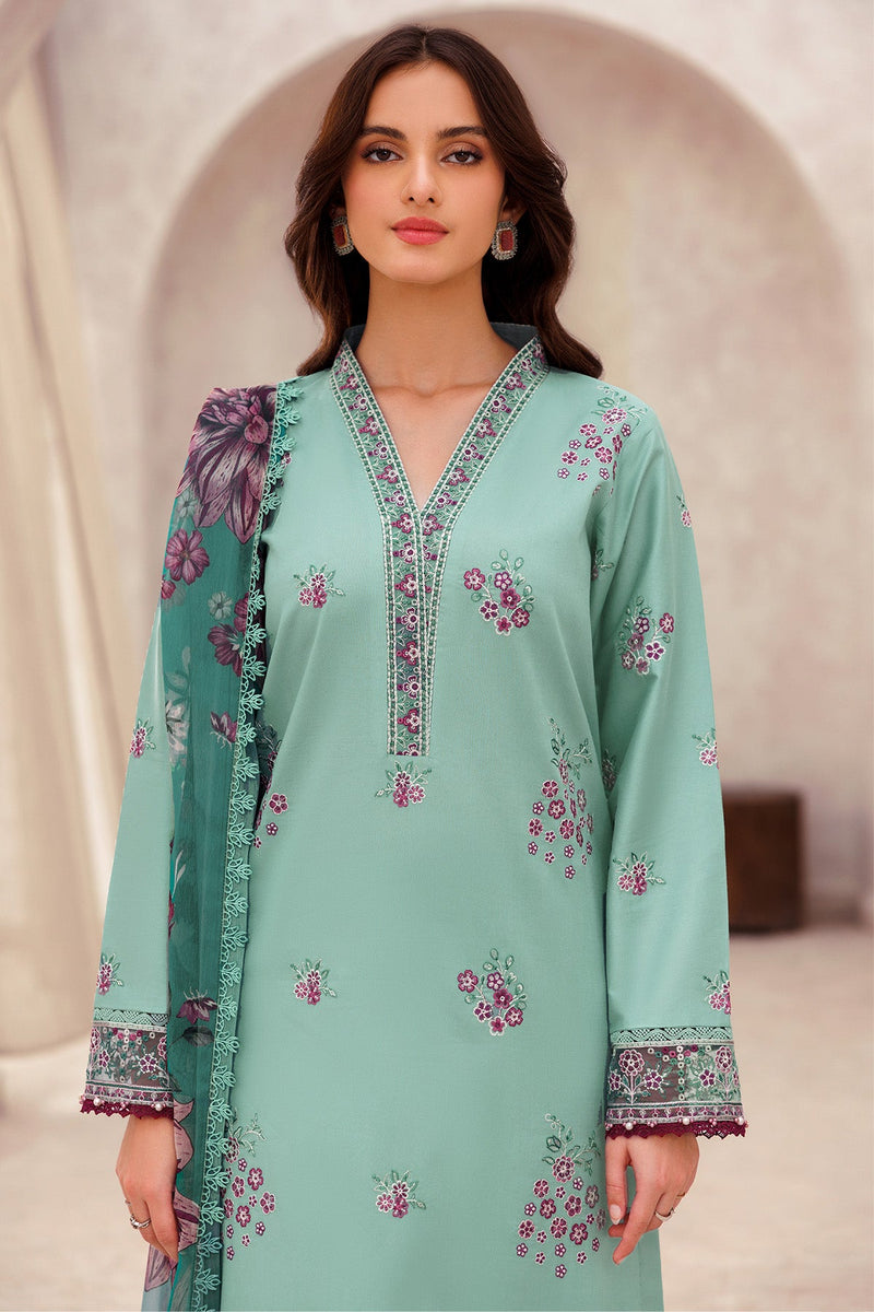 Cyan Whisper - Bahar Embroidered Lawn - Farasha