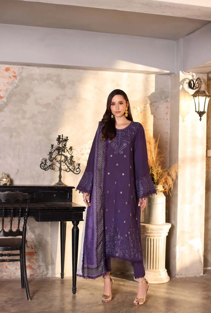 D2 - A - Noor Winter Embroidered Printkhaas - Noor by Sadia Asad