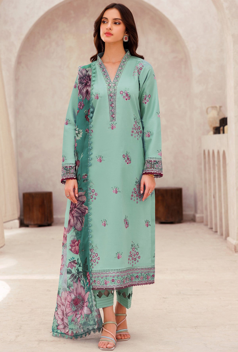 Cyan Whisper - Bahar Embroidered Lawn - Farasha