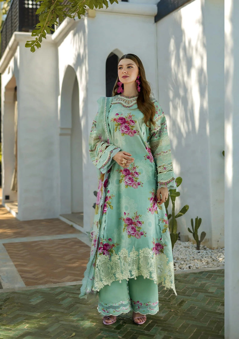 ETS - 03A Turquoise - Signature Embroidered Lawn - Elaf Premium