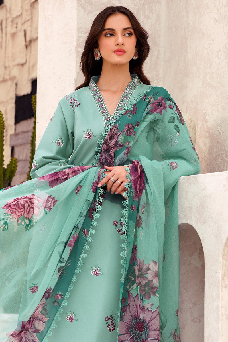 Cyan Whisper - Bahar Embroidered Lawn - Farasha