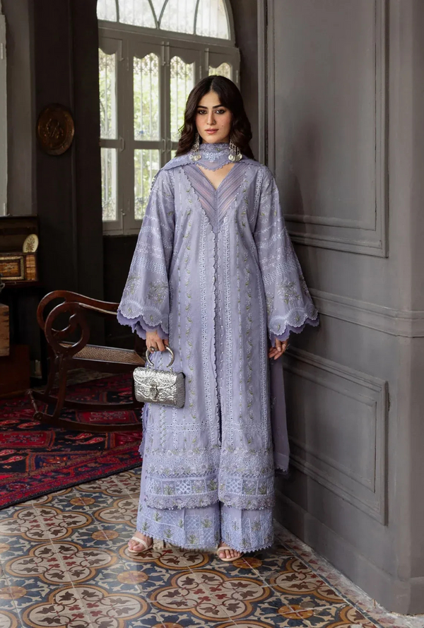 04 - Wisteria - Karandi With Embroidered Chiffon - Kahf