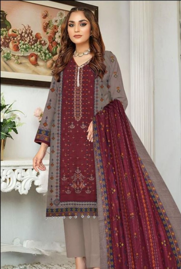 D-90745-D - Khaddar Embroidered - Edenrobe