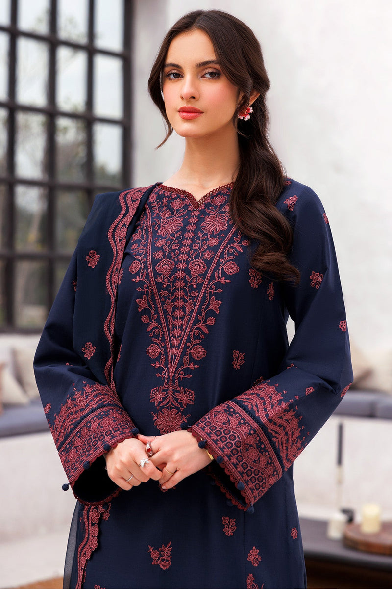 Cobalt Charm - Bahar Embroidered Lawn - Farasha