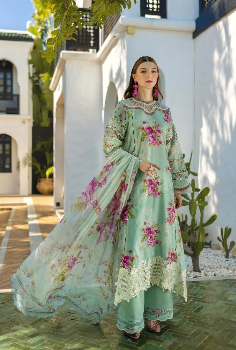 ETS - 03A Turquoise - Signature Embroidered Lawn - Elaf Premium