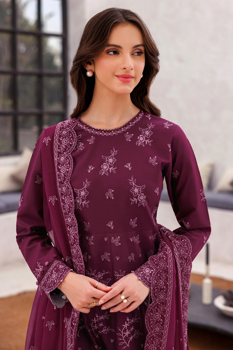 Regal Plum - Bahar Embroidered Lawn - Farasha