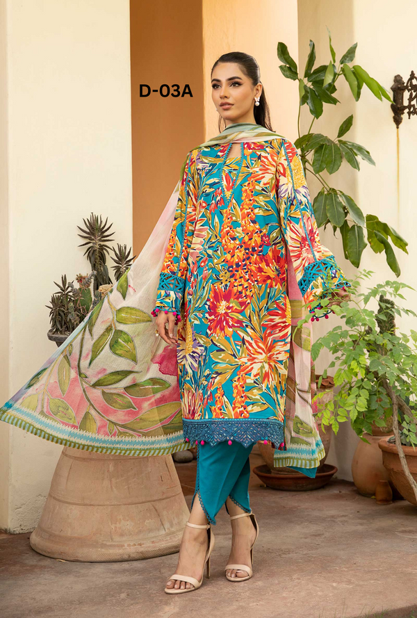 D03-A - M Basics Unstitched Lawn- Maria B