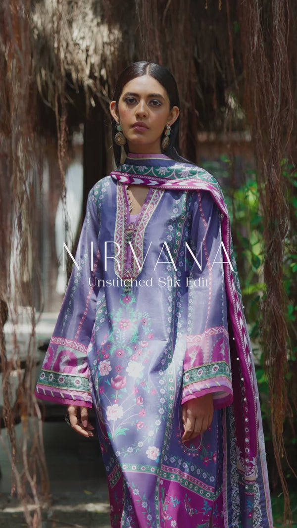 Indigo - Nirvana Unstitched Silk - Mushq