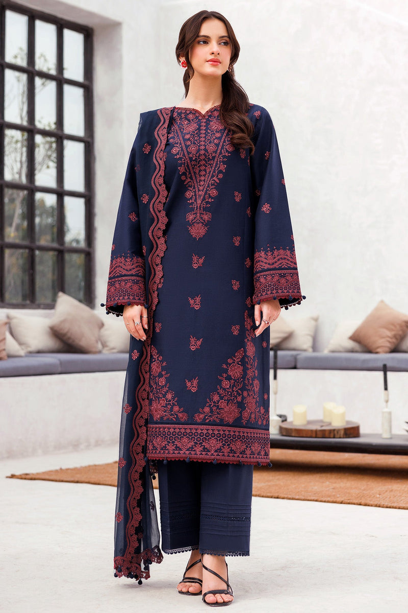 Cobalt Charm - Bahar Embroidered Lawn - Farasha