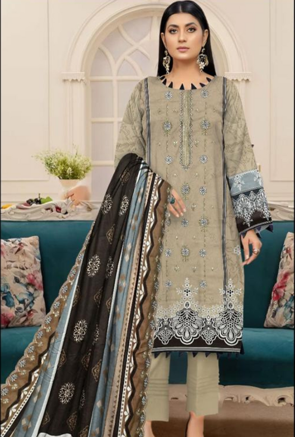 D-08 - Linen Cut Work Embroidered - Bin Sultan