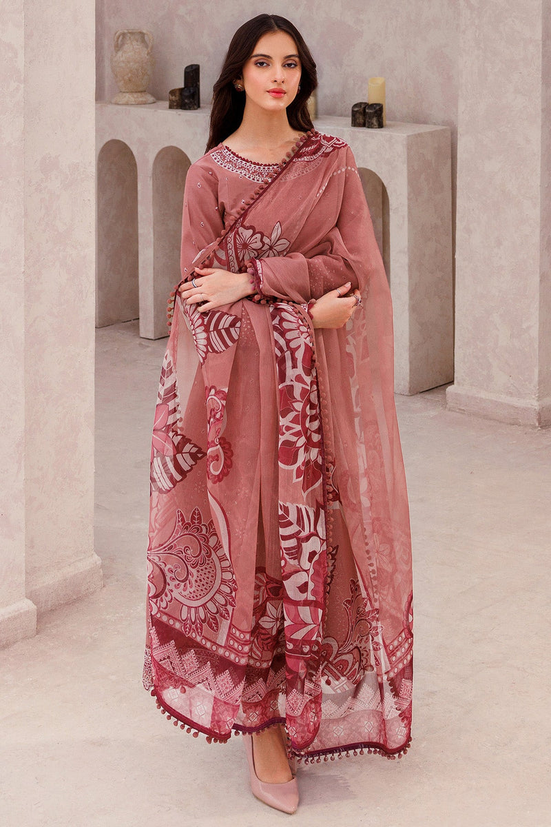 Pink Whisper - Bahar Embroidered Lawn - Farasha