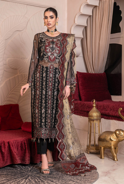 Janique - Luxury Chiffon Vol 3 - D-006 Black Frescoe