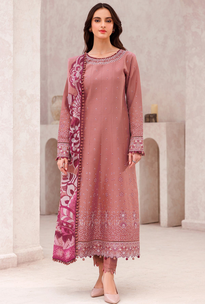 Pink Whisper - Bahar Embroidered Lawn - Farasha