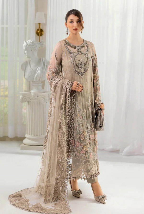 D07- Embroidered Chiffon Unstitched - Maria.B