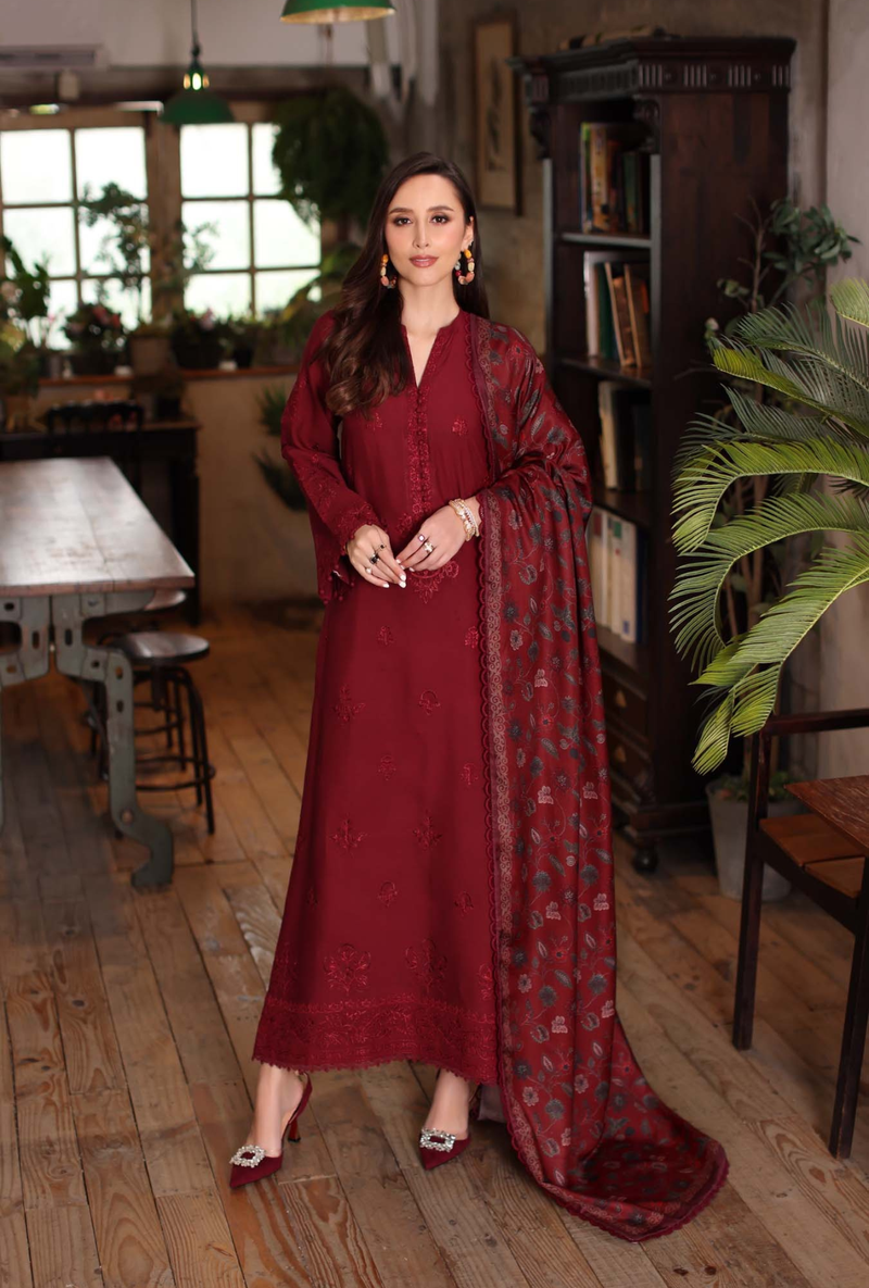 D4 - A - Noor Winter Embroidered Printkhaas - Noor by Sadia Asad