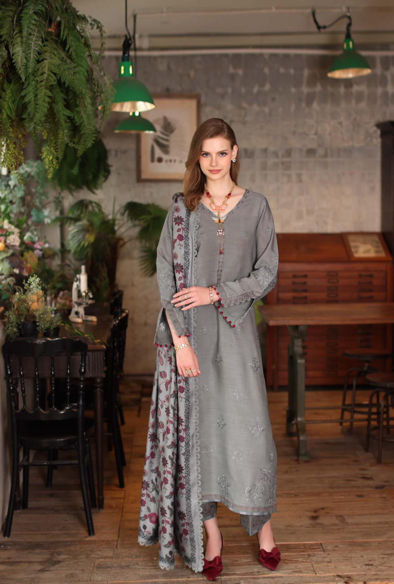 D4 - B - Noor Winter Embroidered Printkhaas - Noor by Sadia Asad
