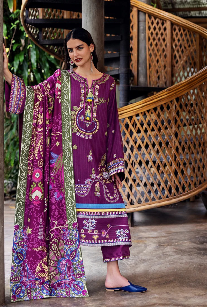 Plum Swirl - Symphony Karandi Unstitched - Mushq Hemline