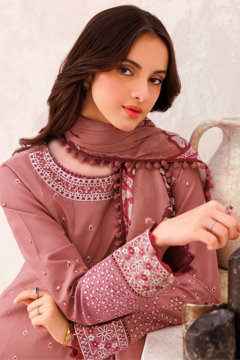 Pink Whisper - Bahar Embroidered Lawn - Farasha